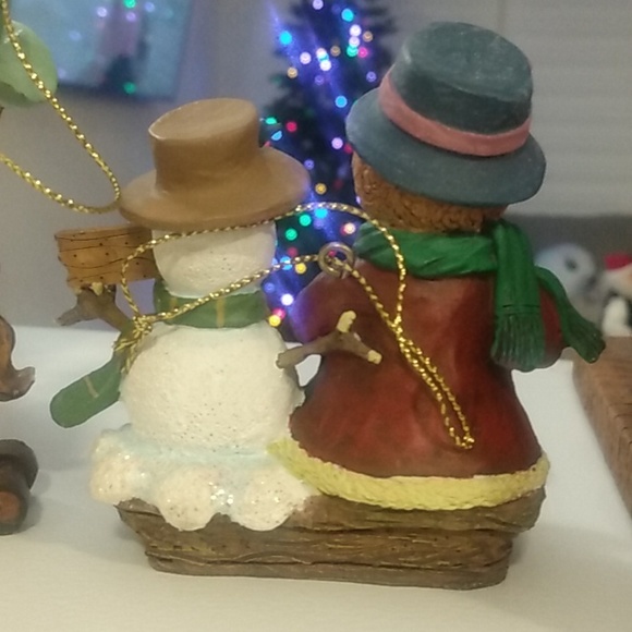 Noel Teddy Bears Rocking Horse & Carol Singing Snowman Collectible Gift Ornament - Picture 6 of 6